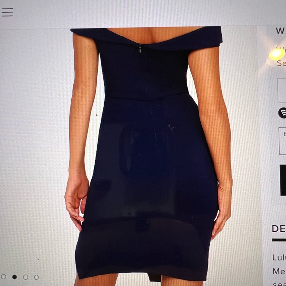 Navy Blue Off-The Shoulder Bodycon Dress - Picture 2 of 5